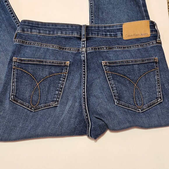 Calvin Klein Womens Dark Blue Skinny Leg Denim Jeans Sz 8 Mid-Rise Stretch Fit - Picture 3 of 11